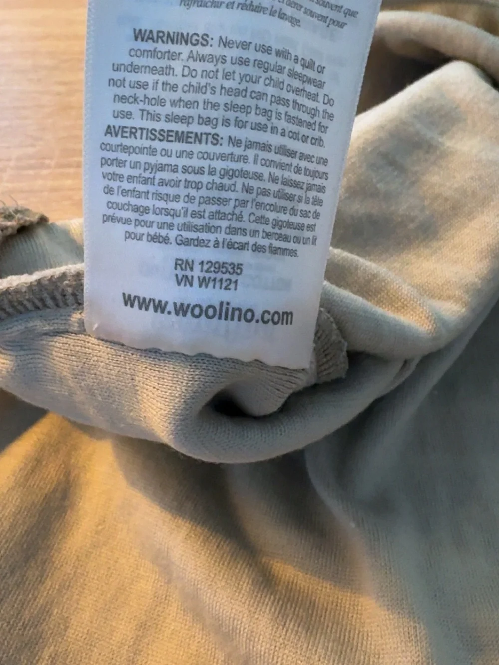 Woolino 4 Season Classic Wool & Organic Cotton Striped Sleep Sack 18-36 Months